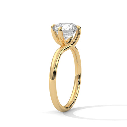 Round Solitaire Diamond Engagement Ring – 10K, 14K, 18K White, Yellow & Rose Gold