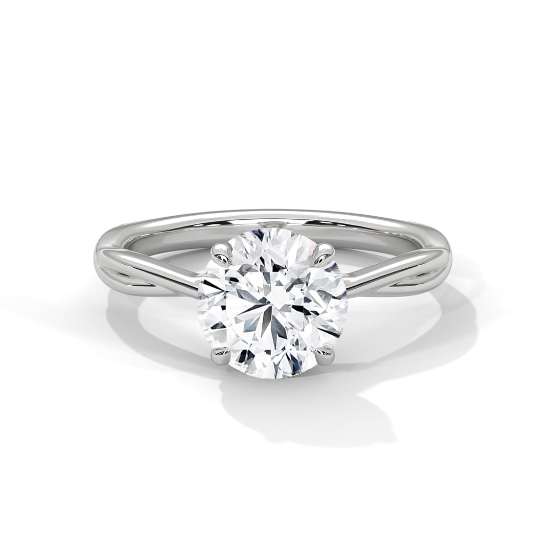 Classic Round Cut Solitaire Engagement Ring | 2ct Lab Diamond Ring in Yellow, White & Rose Gold | Dainty Twisted Shank Promise Ring
