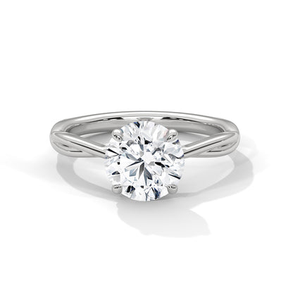 Classic Round Cut Solitaire Engagement Ring | 2ct Lab Diamond Ring in Yellow, White & Rose Gold | Dainty Twisted Shank Promise Ring
