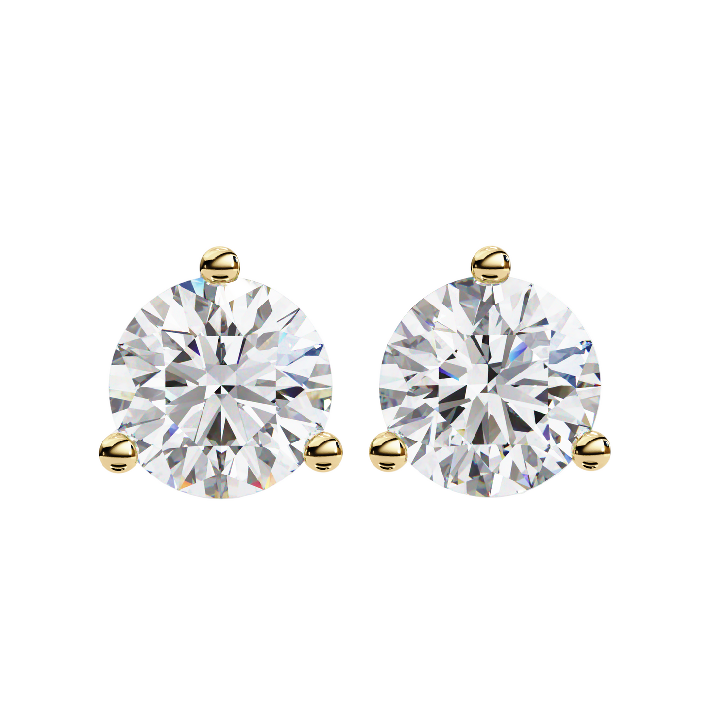 1.50CT Each Lab Diamond Stud Earrings in 14K/18K/10K Gold or Silver | Round Brilliant Cut Solitaire | Classic Three-Prong Setting