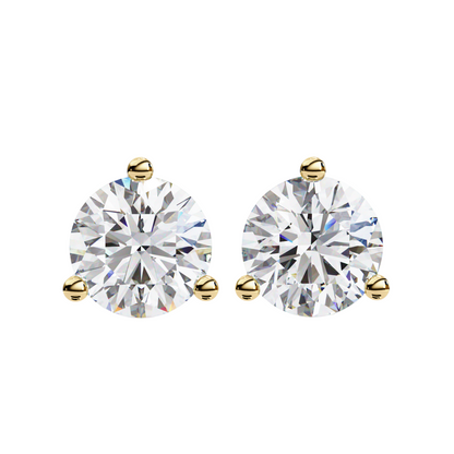 1.50CT Each Lab Diamond Stud Earrings in 14K/18K/10K Gold or Silver | Round Brilliant Cut Solitaire | Classic Three-Prong Setting