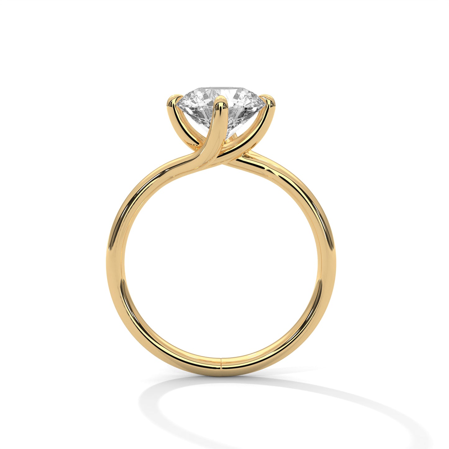 Round Solitaire Diamond Engagement Ring – 10K, 14K, 18K White, Yellow & Rose Gold