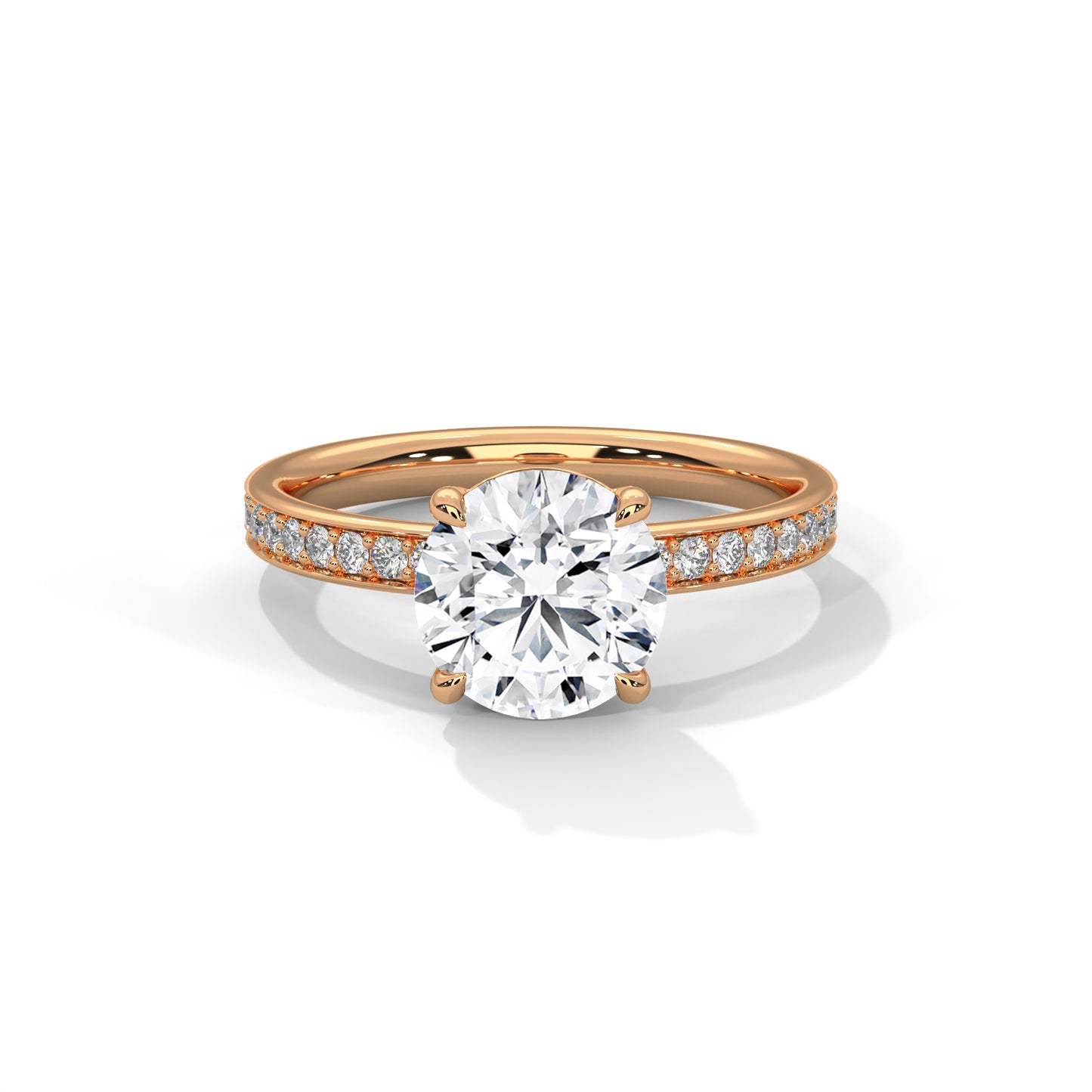 1ct Lab Diamond Engagement Ring | Round Cut Solitaire with Side Stones | 14K 18K 10K Gold & 925 Silver | Dainty Sparkle Ring | Maz Jewels