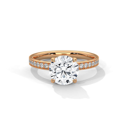 1ct Lab Diamond Engagement Ring | Round Cut Solitaire with Side Stones | 14K 18K 10K Gold & 925 Silver | Dainty Sparkle Ring | Maz Jewels