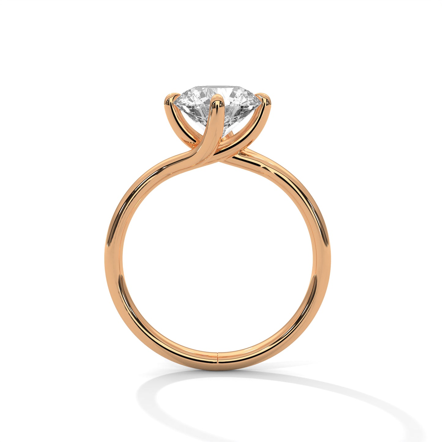 Round Solitaire Diamond Engagement Ring – 10K, 14K, 18K White, Yellow & Rose Gold