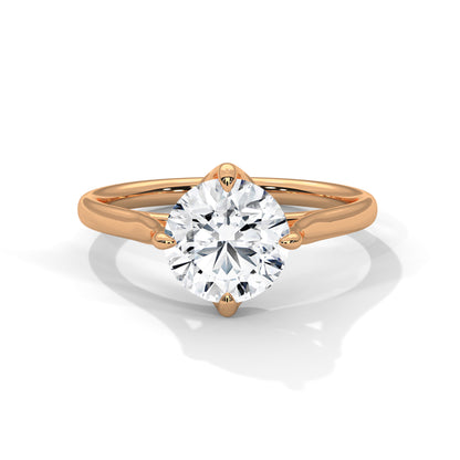 2CT Lab Grown Diamond Solitaire Engagement Ring | VVS Clarity Round Cut |  Solid Gold | Minimalist Lab Diamond Ring | Customizable Gift