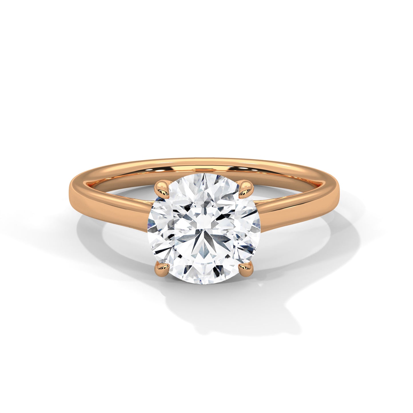 Elegant 2ct Lab Diamond Solitaire Engagement Ring | 14K Yellow, Rose & White Gold | Minimalist Round Cut Proposal Ring | Custom Gold Jewelry