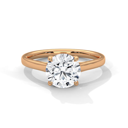 Elegant 2ct Lab Diamond Solitaire Engagement Ring | 14K Yellow, Rose & White Gold | Minimalist Round Cut Proposal Ring | Custom Gold Jewelry