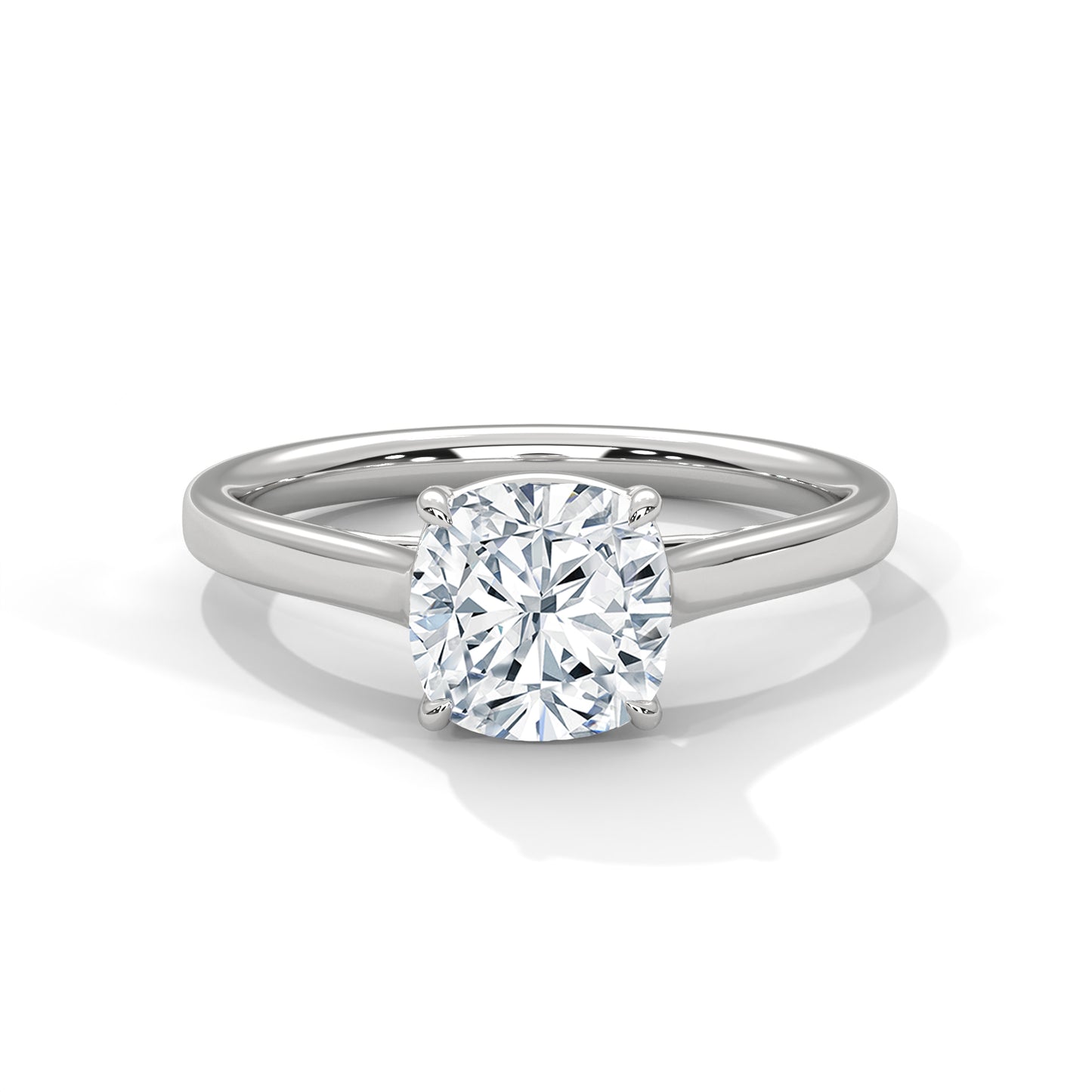 Cushion Cut Lab Diamond Solitaire Engagement Ring | 2ct VVS Clarity | Solid Gold in Yellow, White or Rose | Modern Minimalist Ring