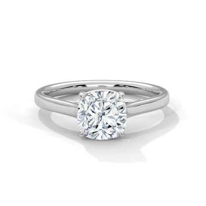 Cushion Cut Lab Diamond Solitaire Engagement Ring | 2ct VVS Clarity | Solid Gold in Yellow, White or Rose | Modern Minimalist Ring