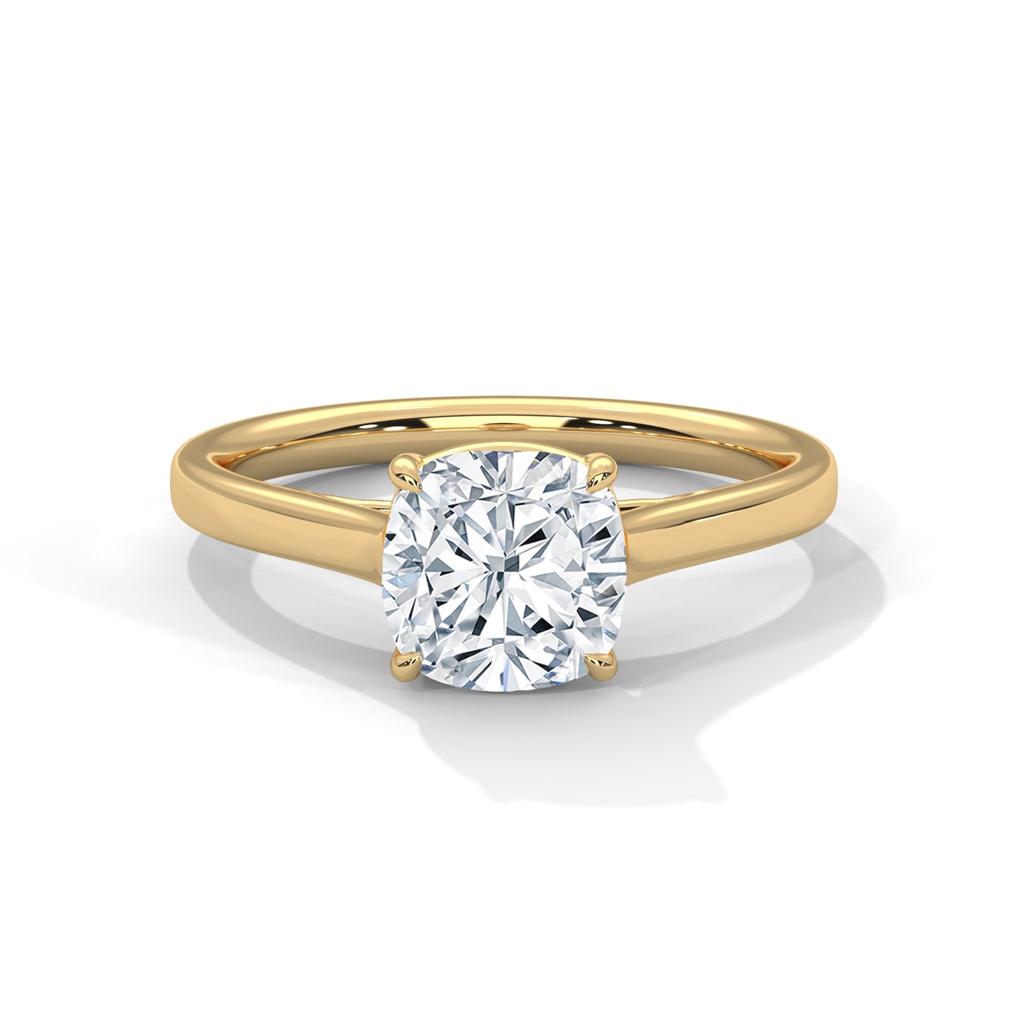 Cushion Cut Lab Diamond Solitaire Engagement Ring | 2ct VVS Clarity | Solid Gold in Yellow, White or Rose | Modern Minimalist Ring