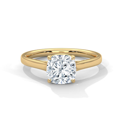Cushion Cut Lab Diamond Solitaire Engagement Ring | 2ct VVS Clarity | Solid Gold in Yellow, White or Rose | Modern Minimalist Ring