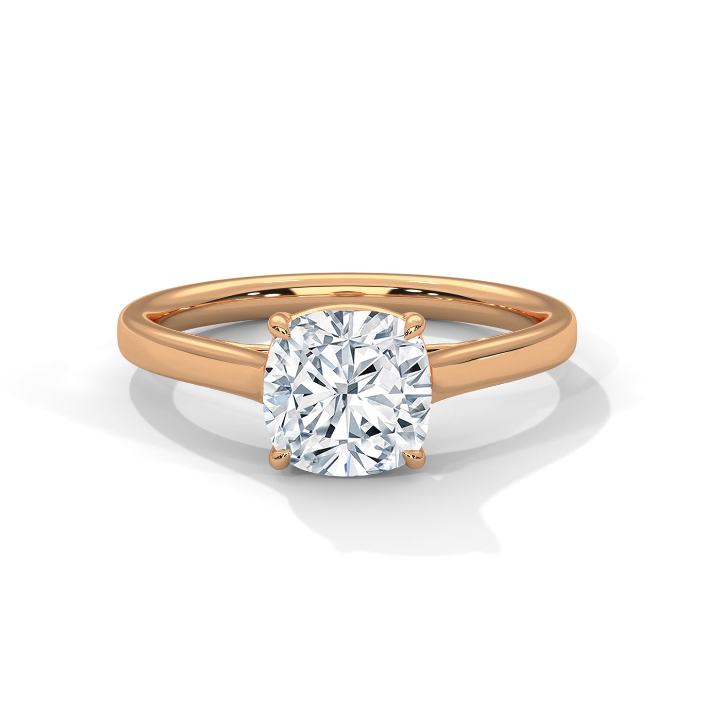 Cushion Cut Lab Diamond Solitaire Engagement Ring | 2ct VVS Clarity | Solid Gold in Yellow, White or Rose | Modern Minimalist Ring
