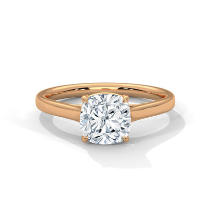 Cushion Cut Lab Diamond Solitaire Engagement Ring | 2ct VVS Clarity | Solid Gold in Yellow, White or Rose | Modern Minimalist Ring