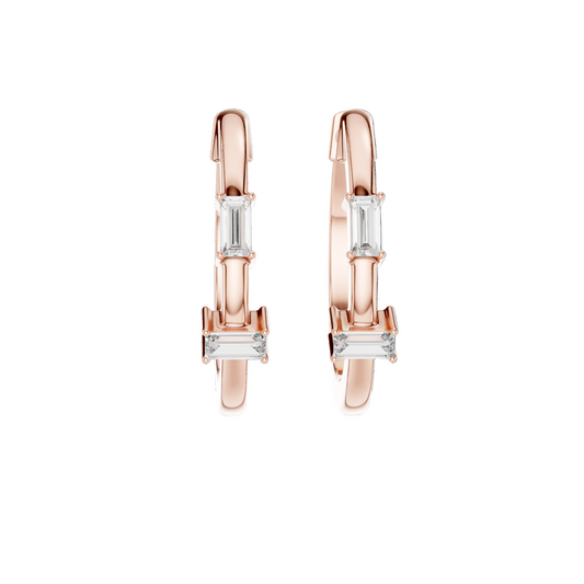 0.05 CT VVS-VS-EF CVD Diamond Hoop Earrings for Women | 18KT, 14KT, 10KT Gold & 925 Silver | Moissanite, Rose, Yellow, White Gold Options