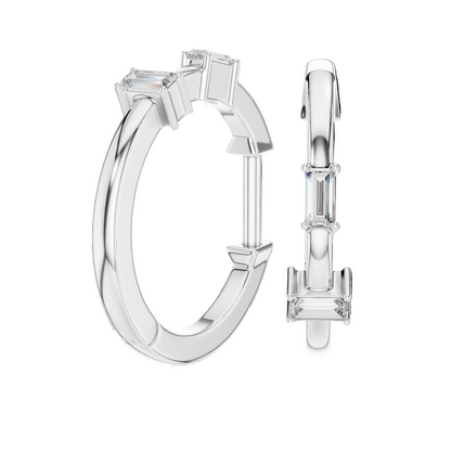 0.05 CT VVS-VS-EF CVD Diamond Hoop Earrings for Women | 18KT, 14KT, 10KT Gold & 925 Silver | Moissanite, Rose, Yellow, White Gold Options