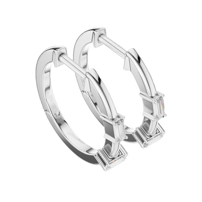 0.05 CT VVS-VS-EF CVD Diamond Hoop Earrings for Women | 18KT, 14KT, 10KT Gold & 925 Silver | Moissanite, Rose, Yellow, White Gold Options