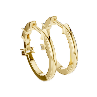 0.05 CT VVS-VS-EF CVD Diamond Hoop Earrings for Women | 18KT, 14KT, 10KT Gold & 925 Silver | Moissanite, Rose, Yellow, White Gold Options