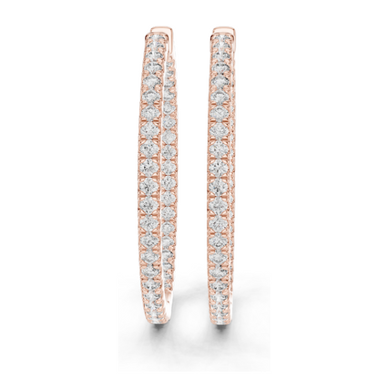 0.99 CT Lab-Grown Diamond Hoop Earrings | Round Brilliant Cut | 10KT, 14KT, 18KT Gold & 925 Silver | Rose, Yellow, White Gold | Luxury Fine Jewelry