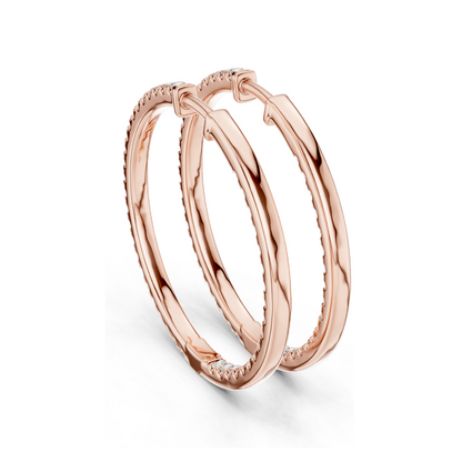 0.99 CT Lab-Grown Diamond Hoop Earrings | Round Brilliant Cut | 10KT, 14KT, 18KT Gold & 925 Silver | Rose, Yellow, White Gold | Luxury Fine Jewelry