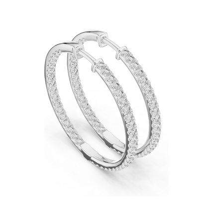 0.99 CT Lab-Grown Diamond Hoop Earrings | Round Brilliant Cut | 10KT, 14KT, 18KT Gold & 925 Silver | Rose, Yellow, White Gold | Luxury Fine Jewelry