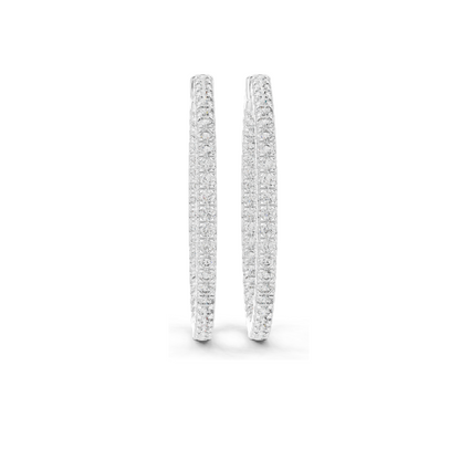 0.99 CT Lab-Grown Diamond Hoop Earrings | Round Brilliant Cut | 10KT, 14KT, 18KT Gold & 925 Silver | Rose, Yellow, White Gold | Luxury Fine Jewelry