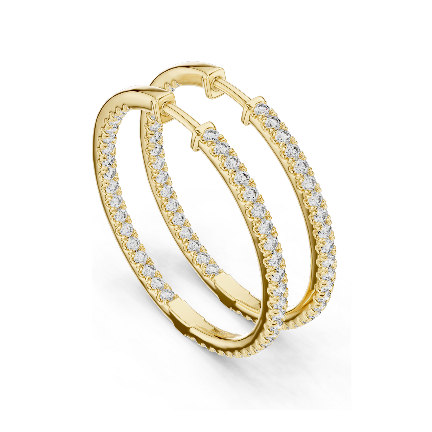 0.99 CT Lab-Grown Diamond Hoop Earrings | Round Brilliant Cut | 10KT, 14KT, 18KT Gold & 925 Silver | Rose, Yellow, White Gold | Luxury Fine Jewelry