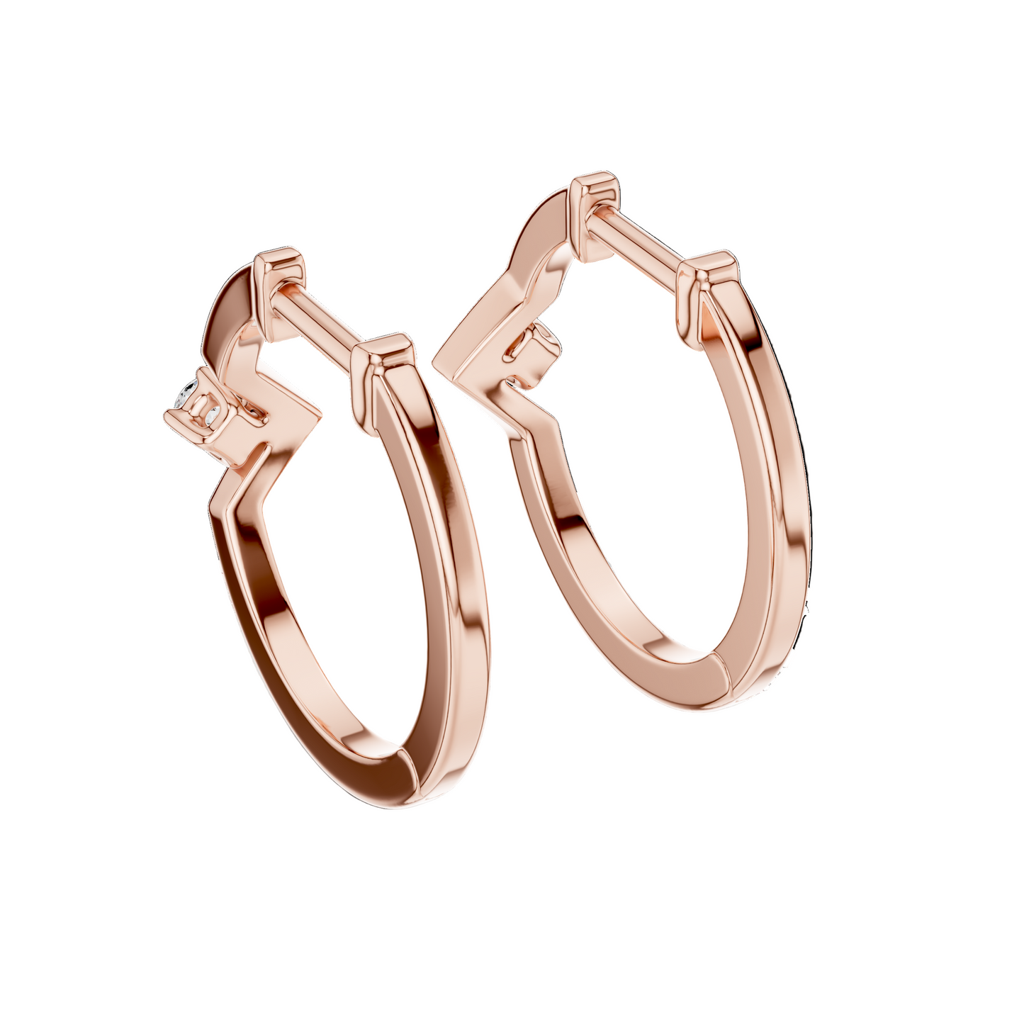 0.02 CT Lab-Grown Diamond Hoop Earrings | VVS-VS EF Clarity | 18KT, 14KT, 10KT Gold & 925 Silver | Rose, Yellow, White Gold & Moissanite Options