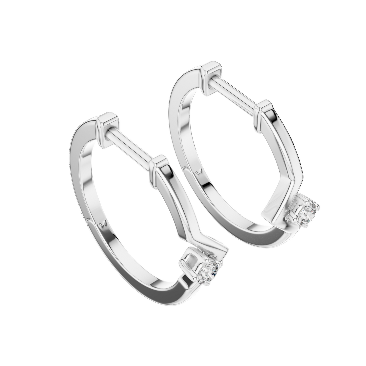 0.02 CT Lab-Grown Diamond Hoop Earrings | VVS-VS EF Clarity | 18KT, 14KT, 10KT Gold & 925 Silver | Rose, Yellow, White Gold & Moissanite Options