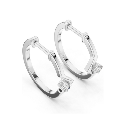 0.04 CT Lab Diamond Hoop Earrings | VVS-VS-EF Moissanite | 18KT, 14KT, 10KT Gold & 925 Silver | Rose, Yellow, White Gold | Luxury Fine Jewelry