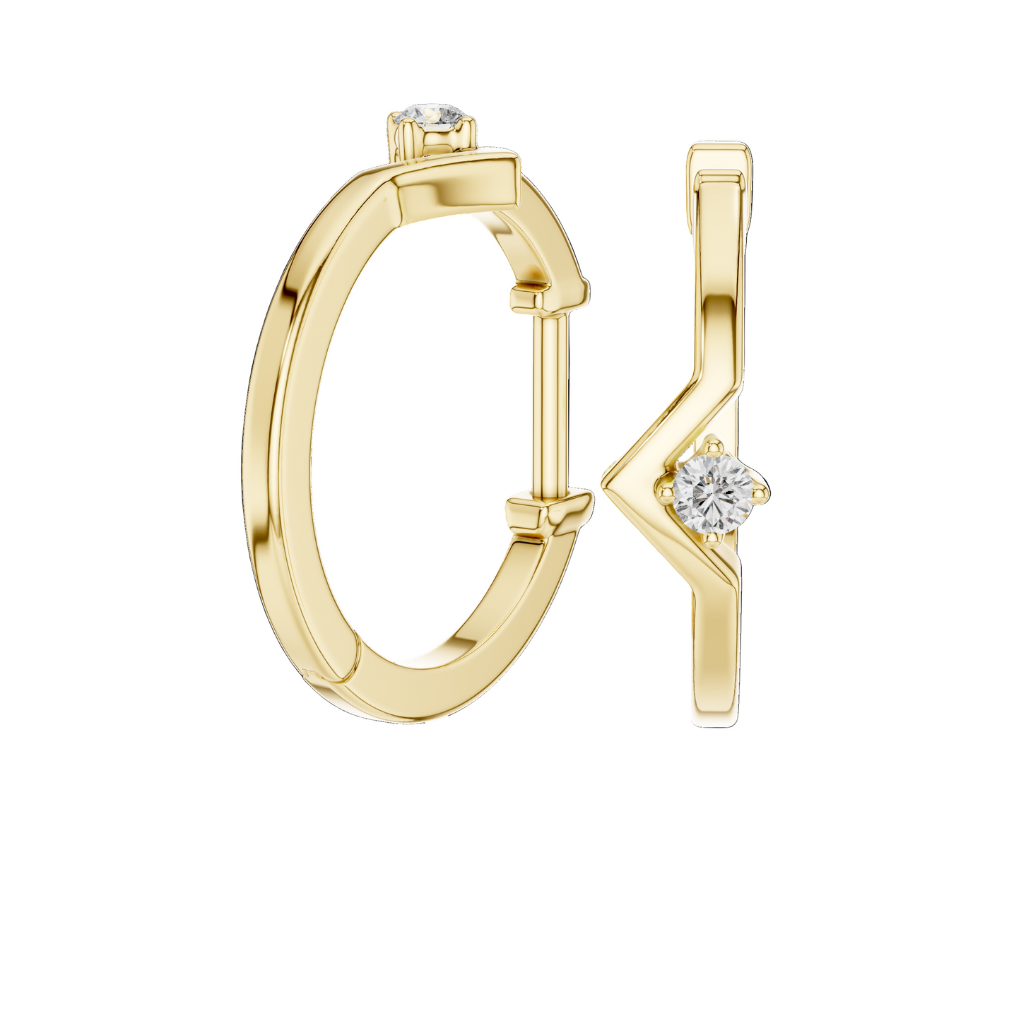 0.02 CT Lab-Grown Diamond Hoop Earrings | VVS-VS EF Clarity | 18KT, 14KT, 10KT Gold & 925 Silver | Rose, Yellow, White Gold & Moissanite Options