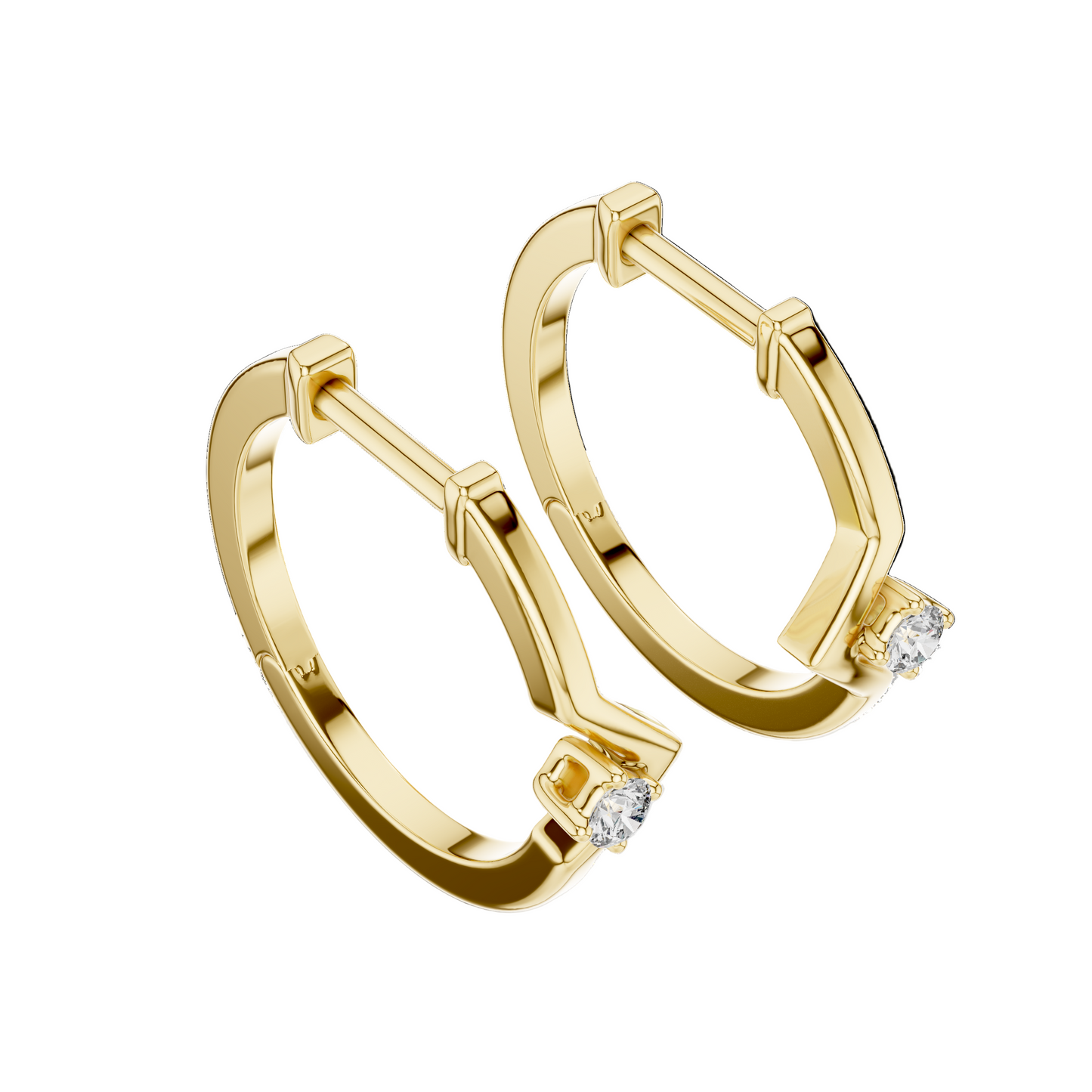 0.02 CT Lab-Grown Diamond Hoop Earrings | VVS-VS EF Clarity | 18KT, 14KT, 10KT Gold & 925 Silver | Rose, Yellow, White Gold & Moissanite Options