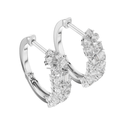 0.403 ct Diamond Hoop Earrings in 18kt, 14kt, 10kt Gold & 925 Silver | Moissanite & Lab-Created Diamonds | VVS-VS Clarity, EF Color | Rose, Yellow, White Gold