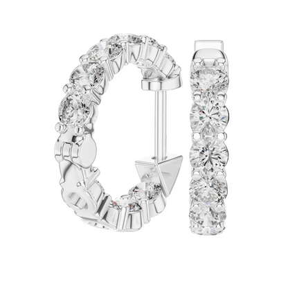 1.6 CT Lab Diamond Hoop Earrings for Women | VVS-VS EF Clarity | 18KT, 14KT, 10KT Gold & 925 Silver | Moissanite & Multiple Gold Options
