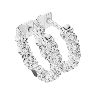 1.6 CT Lab Diamond Hoop Earrings for Women | VVS-VS EF Clarity | 18KT, 14KT, 10KT Gold & 925 Silver | Moissanite & Multiple Gold Options