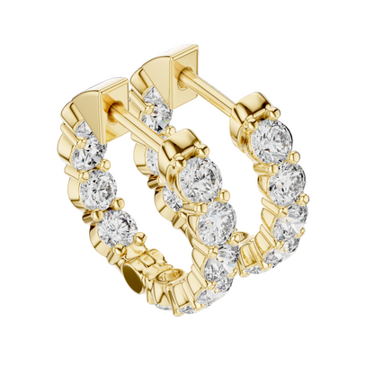 1.6 CT Lab Diamond Hoop Earrings for Women | VVS-VS EF Clarity | 18KT, 14KT, 10KT Gold & 925 Silver | Moissanite & Multiple Gold Options