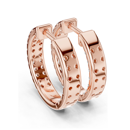 0.72 CT Lab Diamond Hoop Earrings | VVS-VS Clarity, EF Color | 18KT, 14KT, 10KT Gold & 925 Silver | Rose, Yellow, White Gold | Luxury Fine Jewelry
