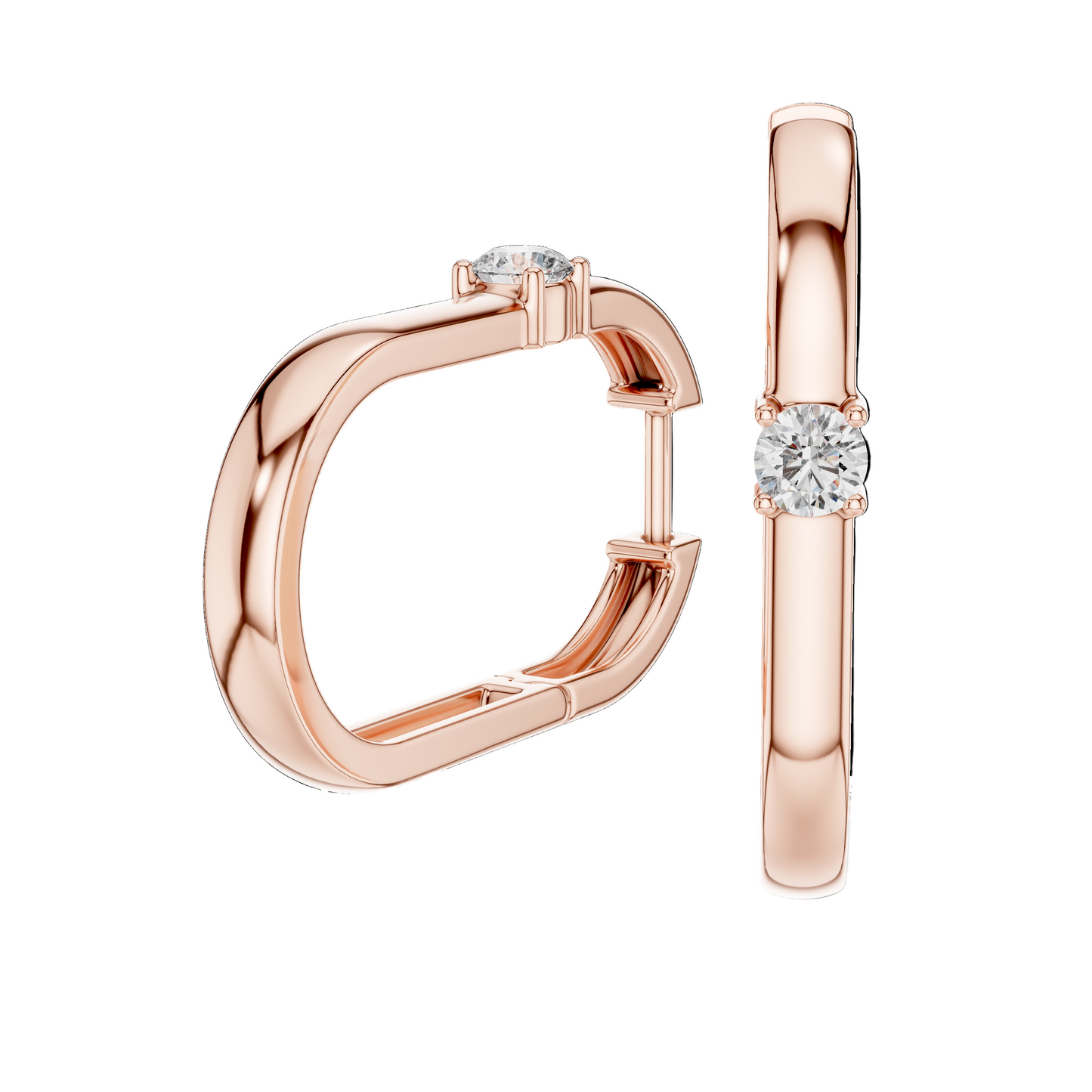 0.195 CT Lab Diamond Hoop Earrings | Round Brilliant Cut VVS-VS EF | 18KT, 14KT, 10KT Gold & 925 Silver | Rose, Yellow, White Gold & Moissanite Options