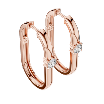 0.195 CT Lab Diamond Hoop Earrings | Round Brilliant Cut VVS-VS EF | 18KT, 14KT, 10KT Gold & 925 Silver | Rose, Yellow, White Gold & Moissanite Options