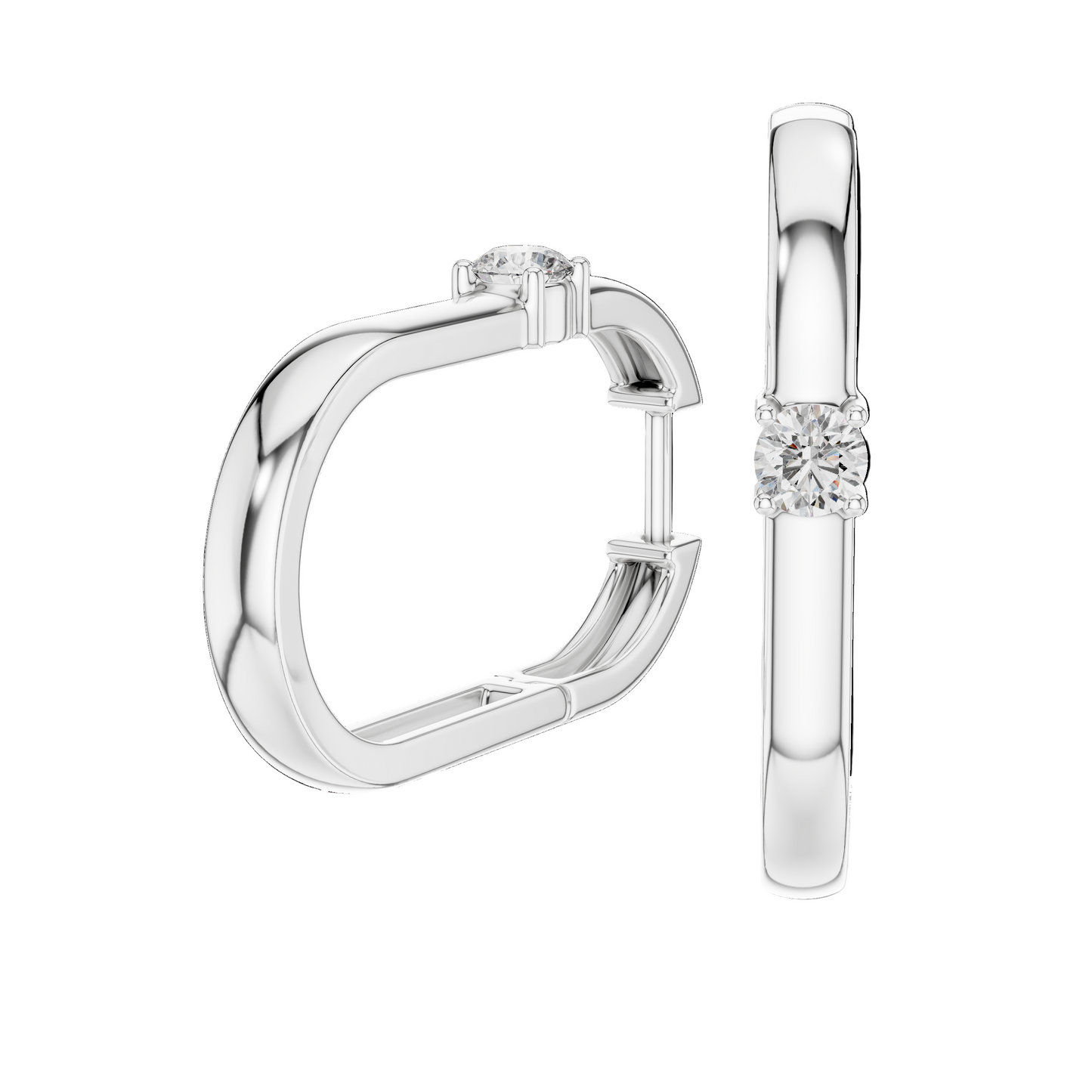 0.195 CT Lab Diamond Hoop Earrings | Round Brilliant Cut VVS-VS EF | 18KT, 14KT, 10KT Gold & 925 Silver | Rose, Yellow, White Gold & Moissanite Options