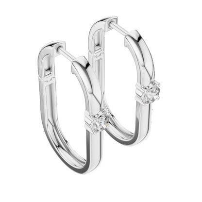 0.195 CT Lab Diamond Hoop Earrings | Round Brilliant Cut VVS-VS EF | 18KT, 14KT, 10KT Gold & 925 Silver | Rose, Yellow, White Gold & Moissanite Options