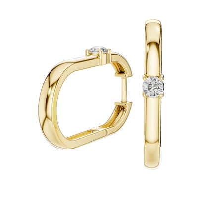 0.195 CT Lab Diamond Hoop Earrings | Round Brilliant Cut VVS-VS EF | 18KT, 14KT, 10KT Gold & 925 Silver | Rose, Yellow, White Gold & Moissanite Options