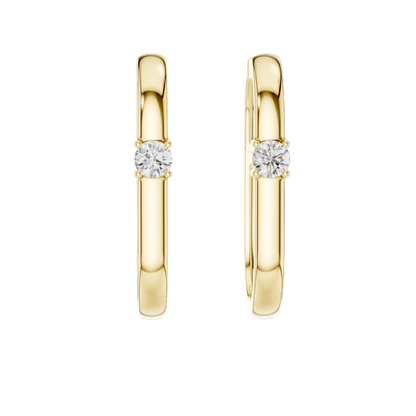 0.195 CT Lab Diamond Hoop Earrings | Round Brilliant Cut VVS-VS EF | 18KT, 14KT, 10KT Gold & 925 Silver | Rose, Yellow, White Gold & Moissanite Options