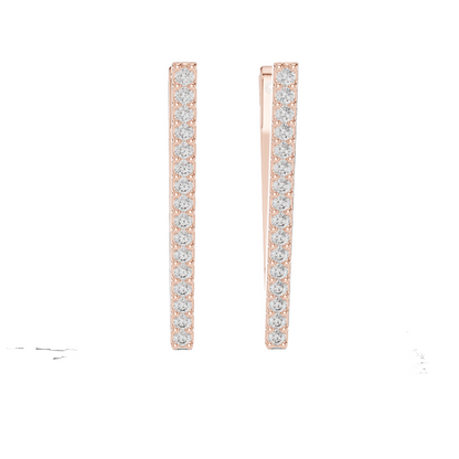Elegant 18K Gold Vertical Bar Lab-Grown Diamond Earrings | 0.096 Ct VVS-VS EF Clarity | Available in 18K/14K/10K Gold & 925 Silver | Rose, Yellow, White Gold & Moissanite Options