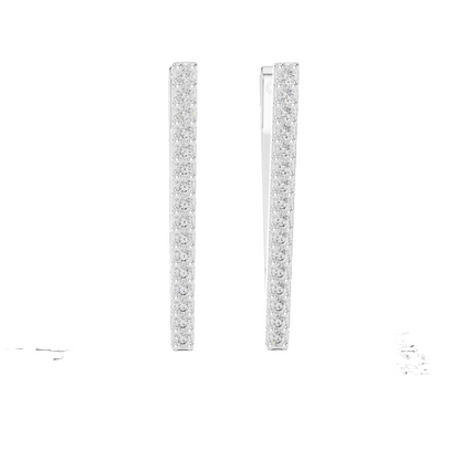 Elegant 18K Gold Vertical Bar Lab-Grown Diamond Earrings | 0.096 Ct VVS-VS EF Clarity | Available in 18K/14K/10K Gold & 925 Silver | Rose, Yellow, White Gold & Moissanite Options