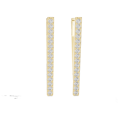 Elegant 18K Gold Vertical Bar Lab-Grown Diamond Earrings | 0.096 Ct VVS-VS EF Clarity | Available in 18K/14K/10K Gold & 925 Silver | Rose, Yellow, White Gold & Moissanite Options