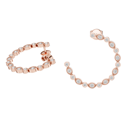 0.18 CT Lab-Grown VVS-VS-EF CVD Diamond Hoop Earrings | Available in 18KT, 14KT, 10KT Gold & 925 Silver | Rose, Yellow, White Gold & Moissanite Options
