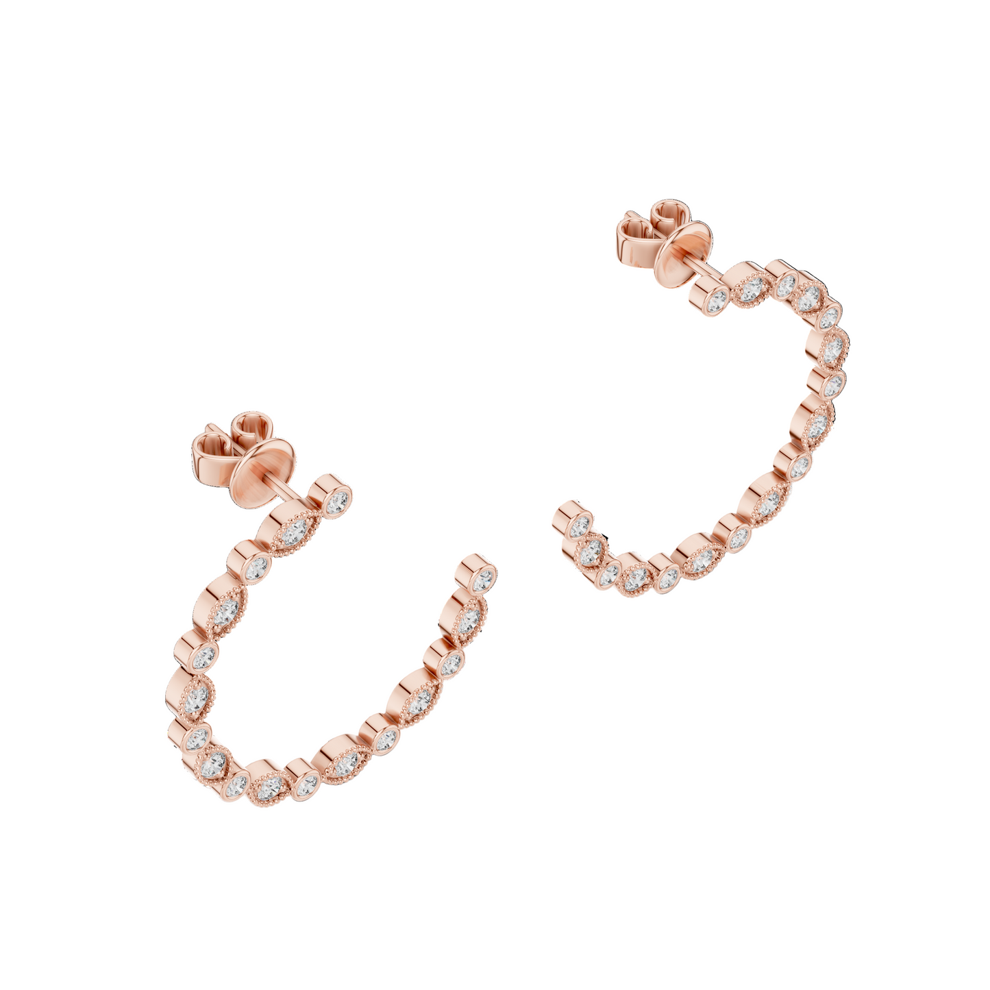 0.18 CT Lab-Grown VVS-VS-EF CVD Diamond Hoop Earrings | Available in 18KT, 14KT, 10KT Gold & 925 Silver | Rose, Yellow, White Gold & Moissanite Options