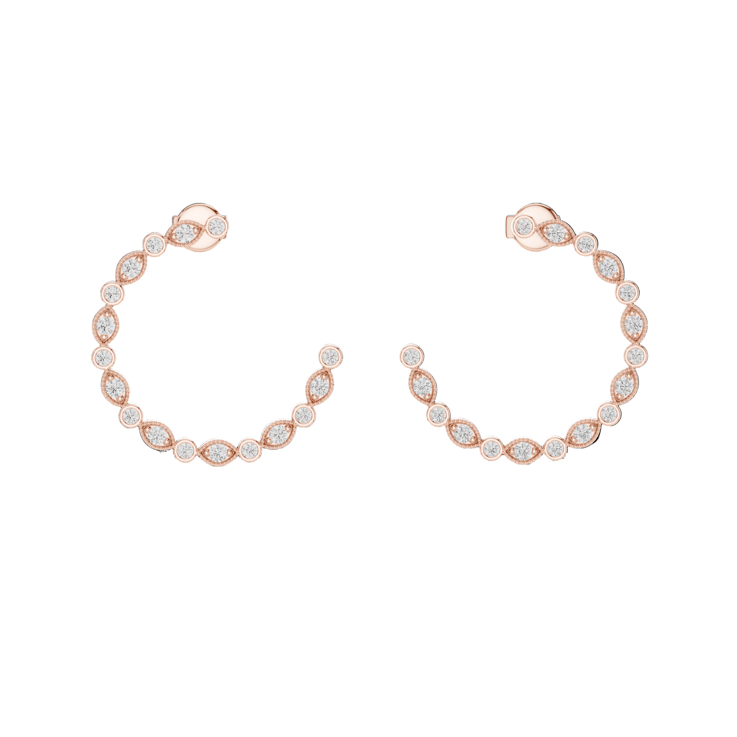 0.18 CT Lab-Grown VVS-VS-EF CVD Diamond Hoop Earrings | Available in 18KT, 14KT, 10KT Gold & 925 Silver | Rose, Yellow, White Gold & Moissanite Options