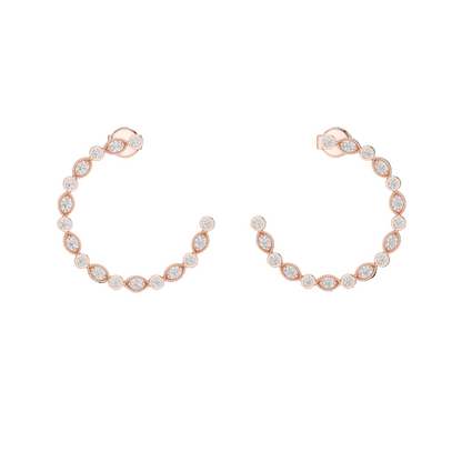 0.18 CT Lab-Grown VVS-VS-EF CVD Diamond Hoop Earrings | Available in 18KT, 14KT, 10KT Gold & 925 Silver | Rose, Yellow, White Gold & Moissanite Options
